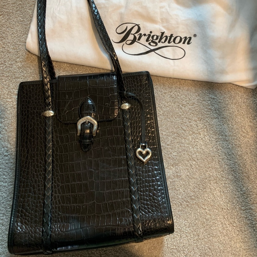 Vintage Brighton Donna Black Leather Western Tote